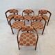 Set of 6 Italian Wooden Armchairs, 1960's