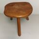 Brutalist wooden stool, tripod base, door plants 50s 60s