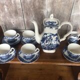 Old tea service the brook myott white ceramic blue decor england