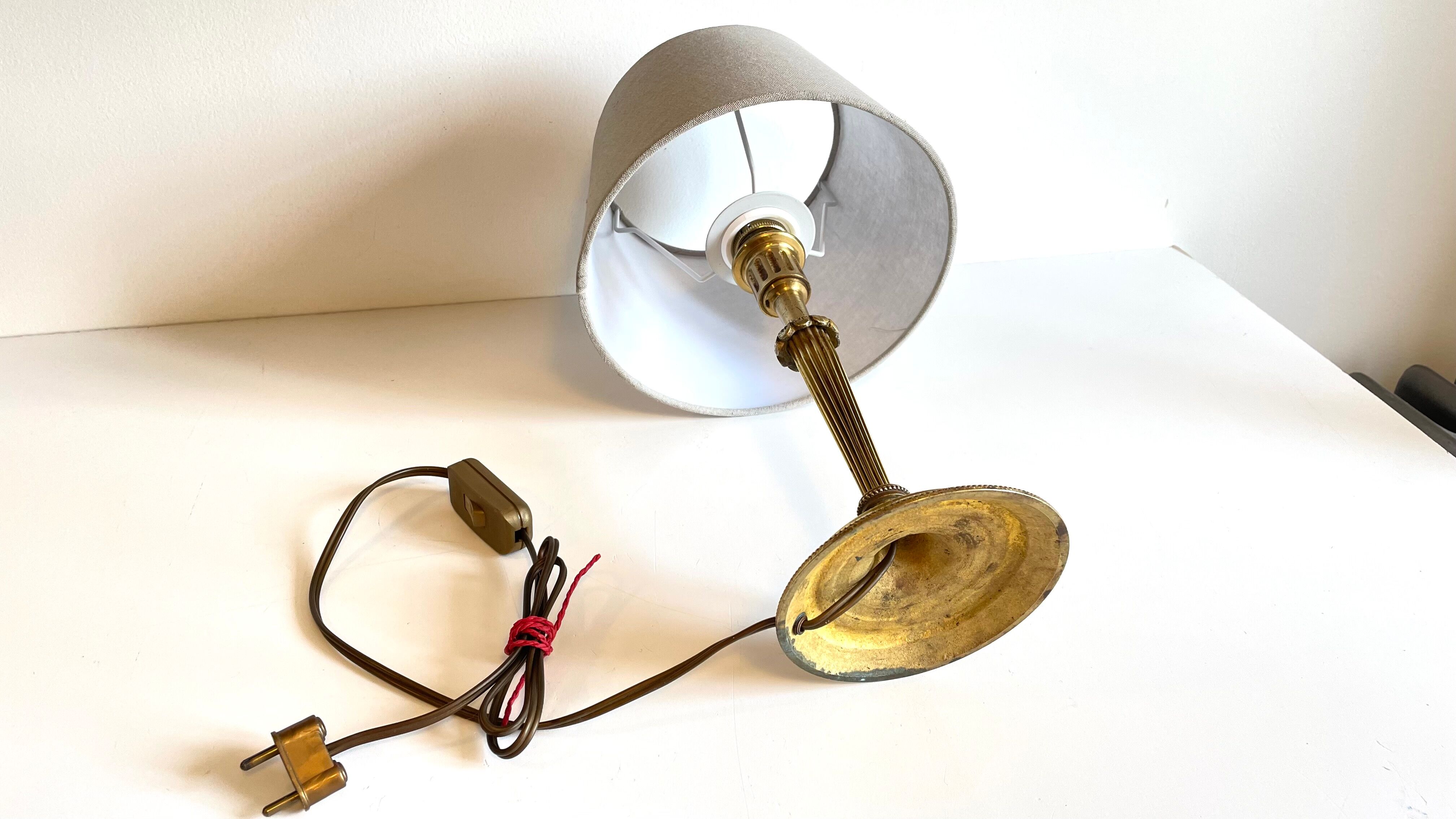 Lamp solid brass and vintage fabric