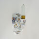 Vintage wall applique in Rouen style earthenware, glass candle