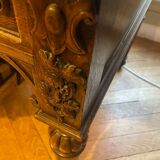 Solid wood desk and green leather writing pad