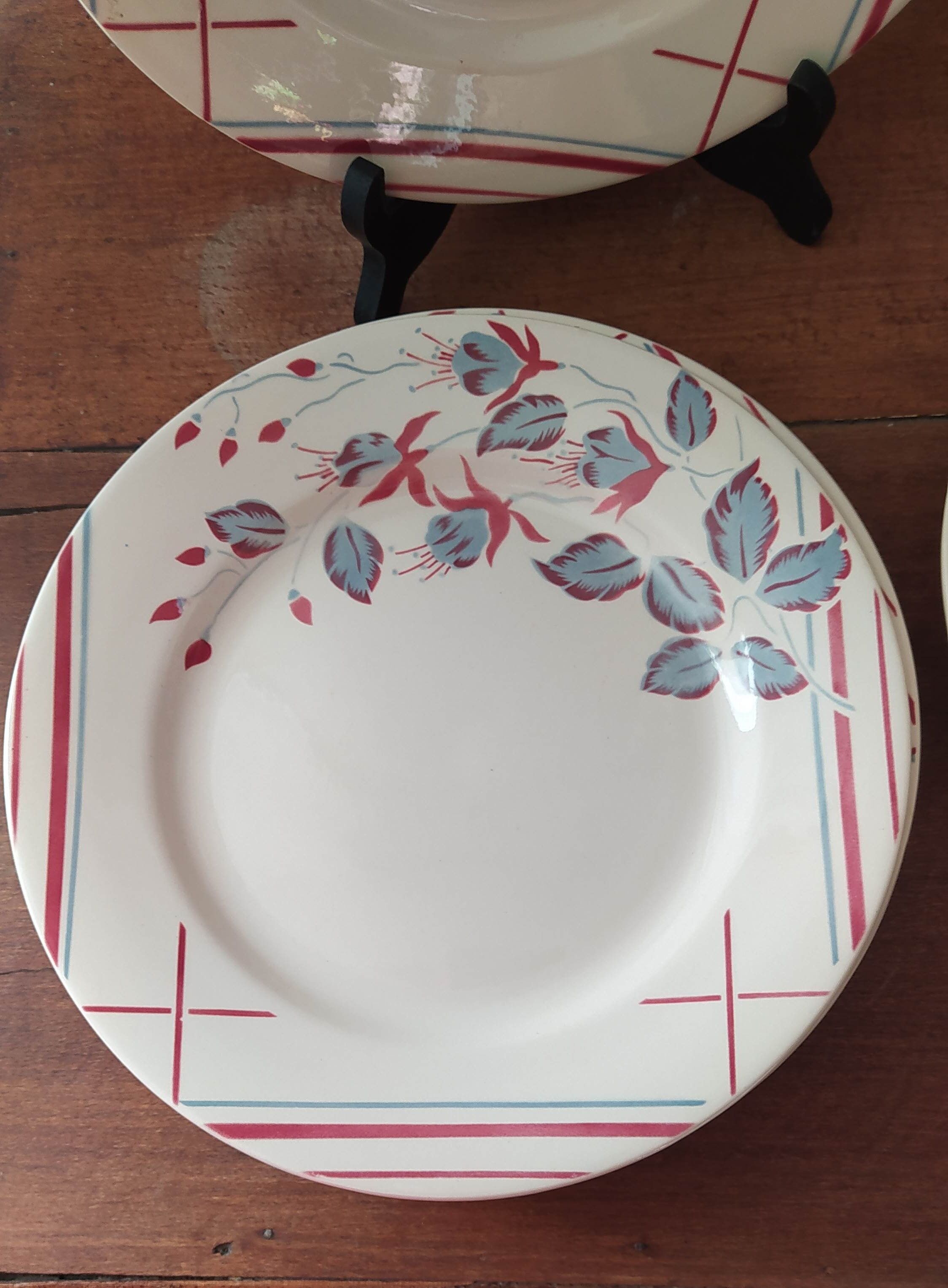 Set of 6 flat plates Digoin Sarreguemines