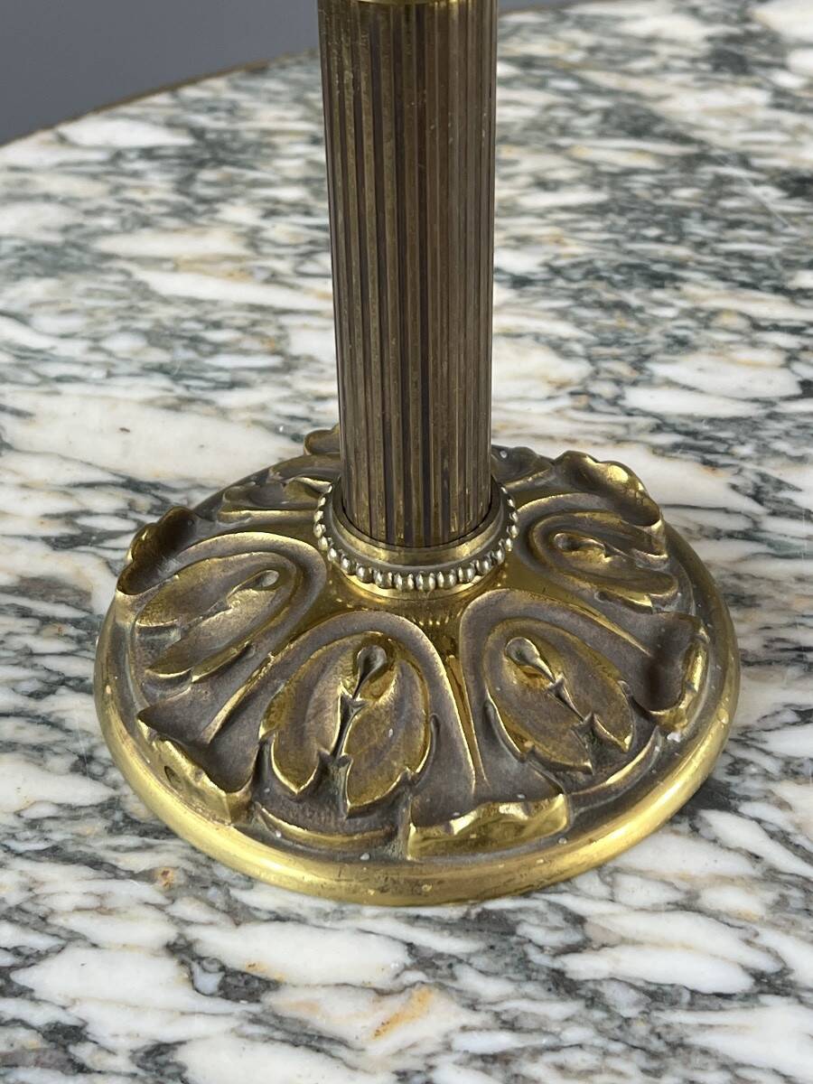 Pair of gilded bronze candelabra with 5 lights, Louis XVI style, 20th century.