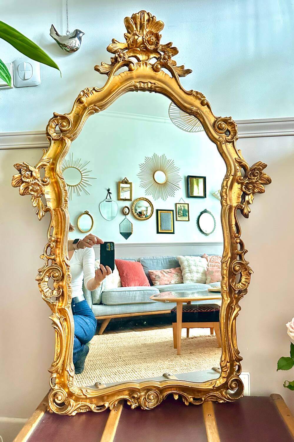 Large vintage baroque gold mirror 102x68