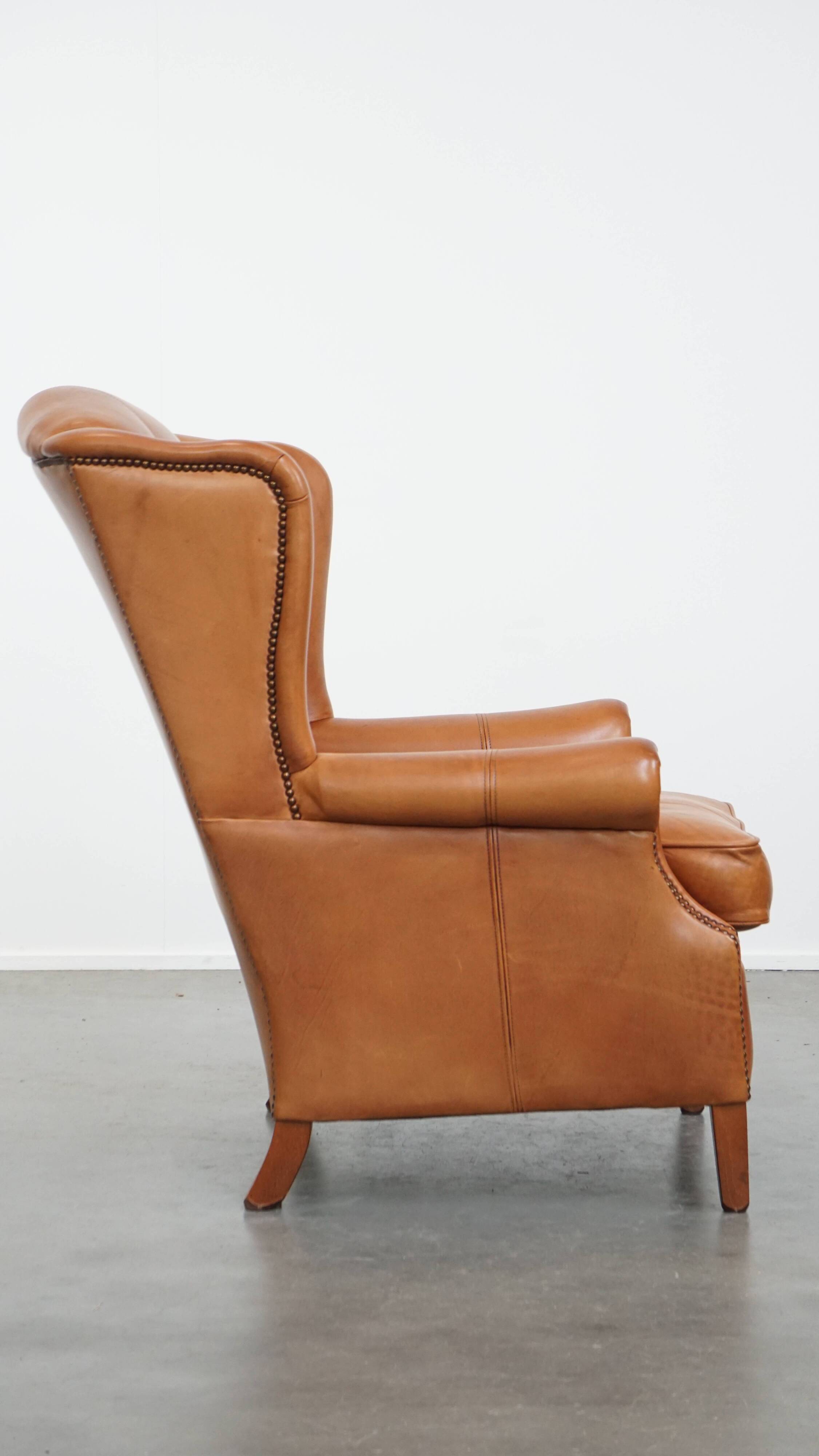 Wingback Chair Made of Cowhide Leather