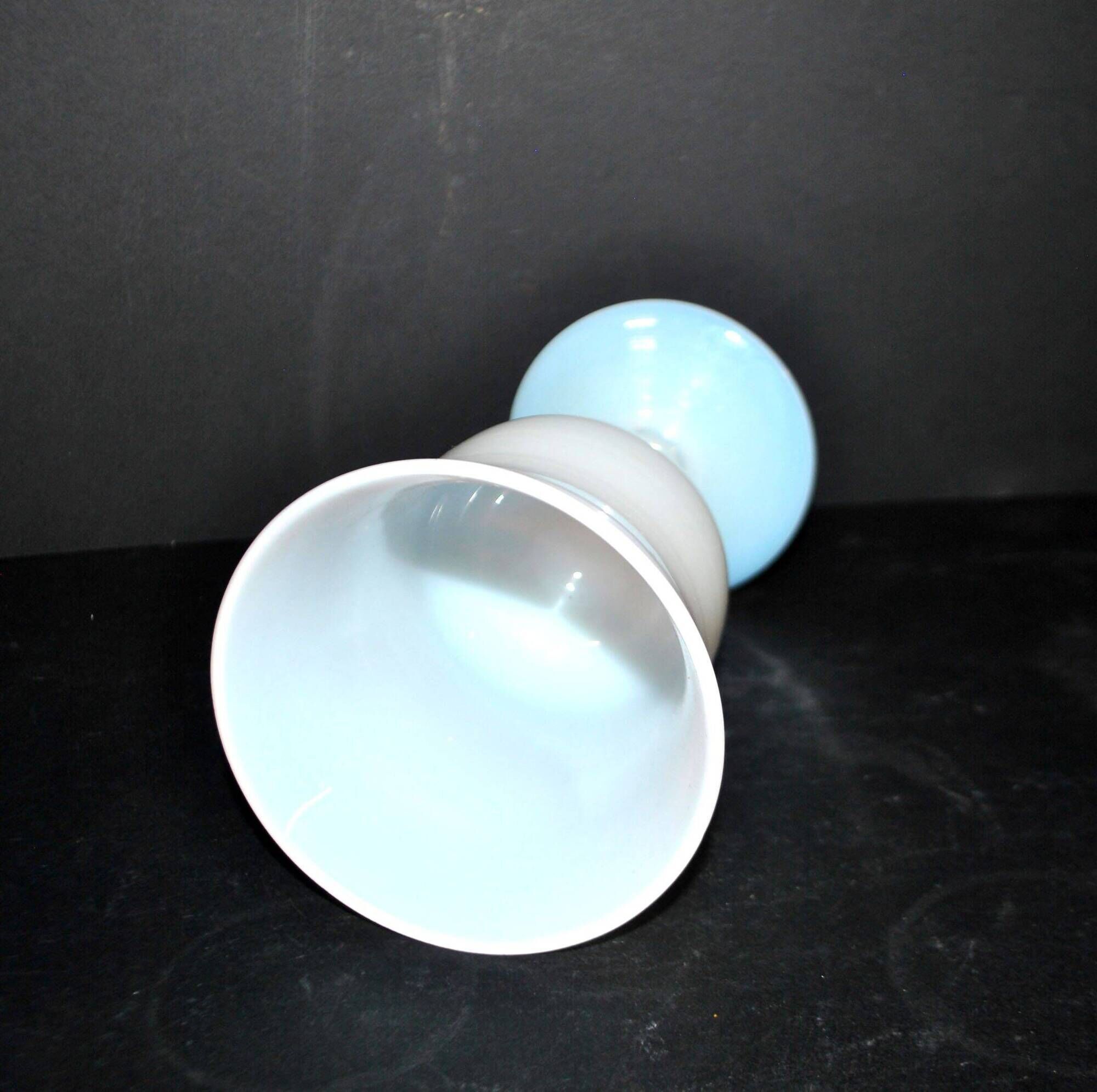 Antique footed glass in white opaline goblet chalice – Meisenthal craftsmanship?