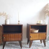 Pair of compass foot bedside tables