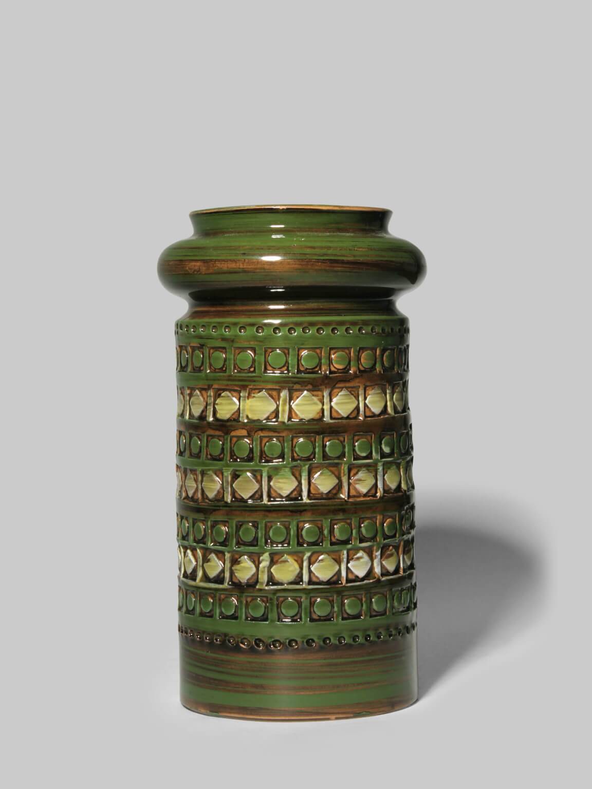 Aldo Londi "Rimini" Ceramic Green Vase, For Bitossi, 1960s