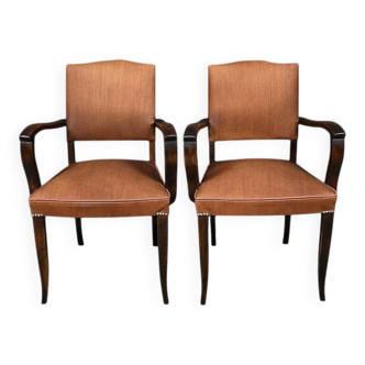 Pair of bridge armchairs in beech - 1940