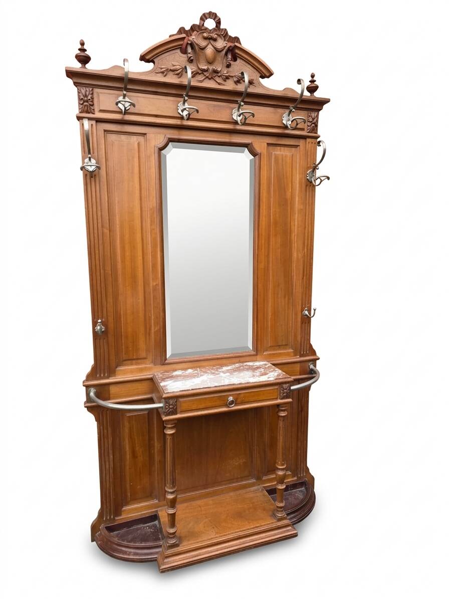 Vestiaire porte manteau en noyer fin XIXe