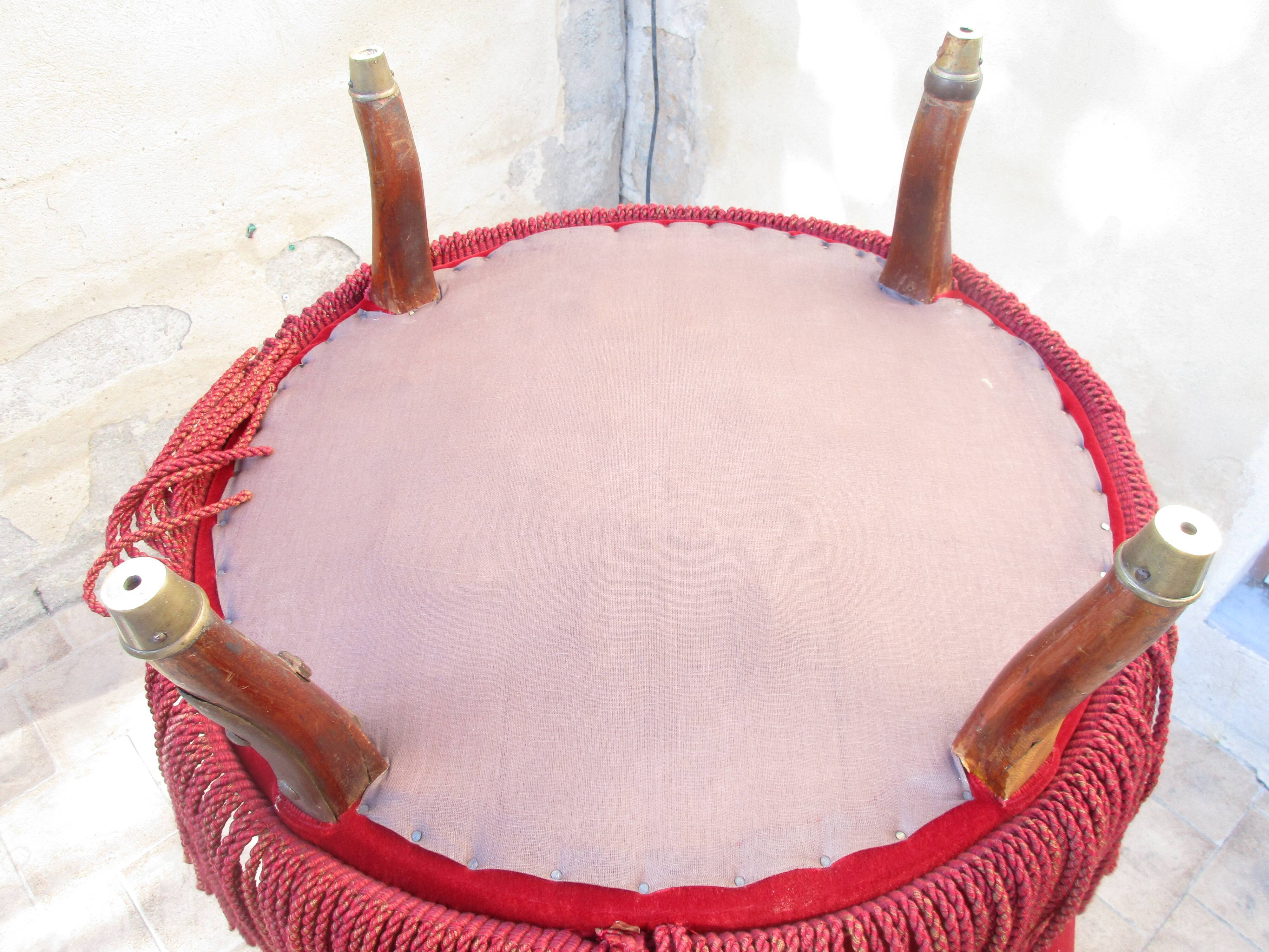 Pair of red velvet toad chairs