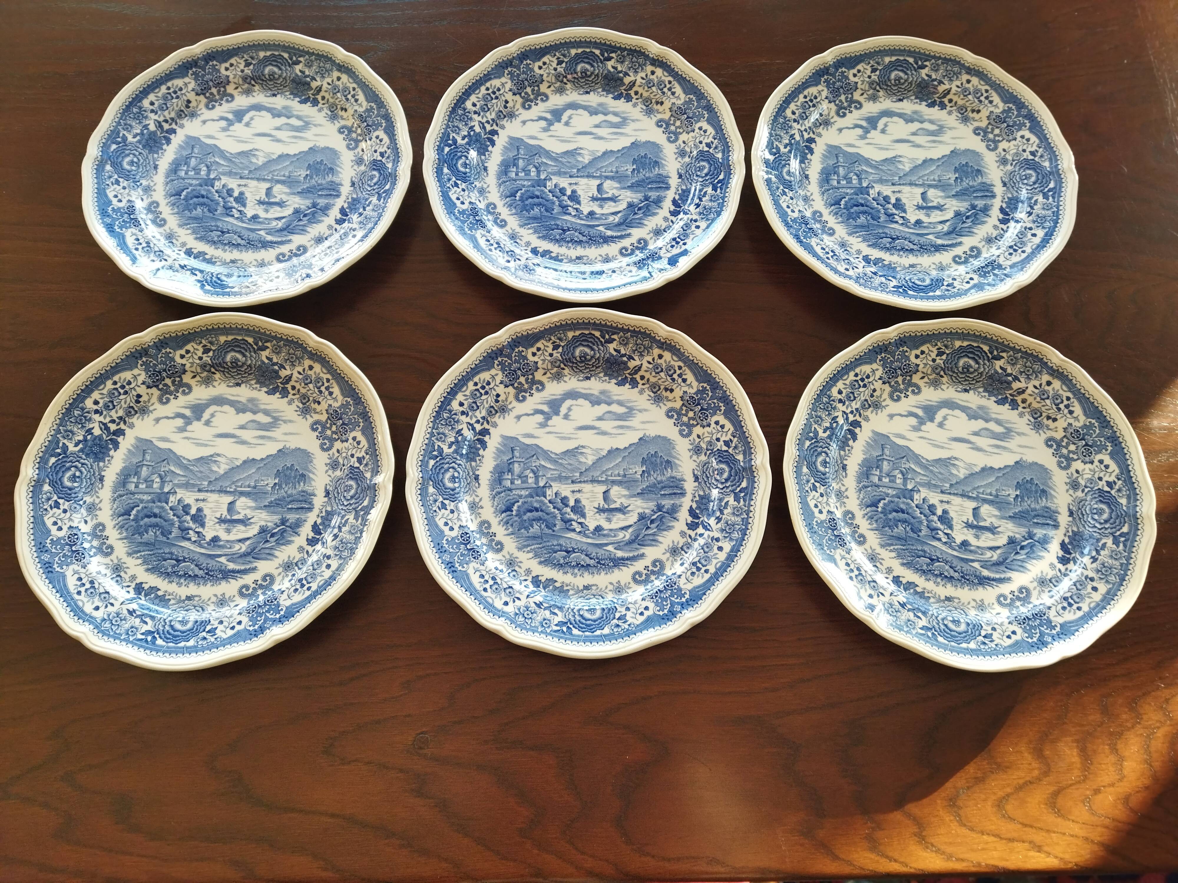 6 flat plates Burgenland blue Villeroy & Boch