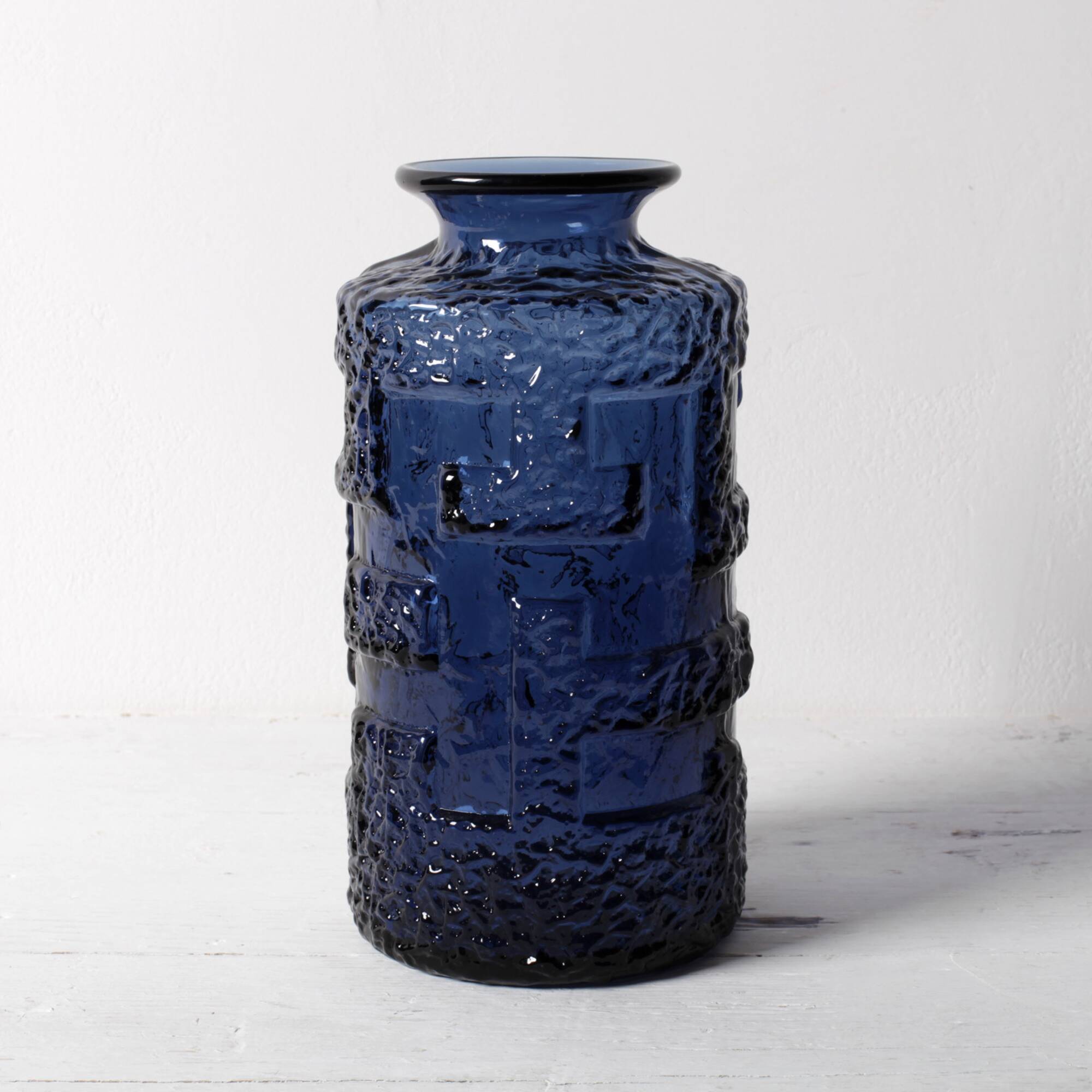 Glass Vase "Cobolt" by Göte Augustsson / Ruda Glasbruk / Sweden / 1970s