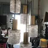 Brass chandelier and moulded glass 1960