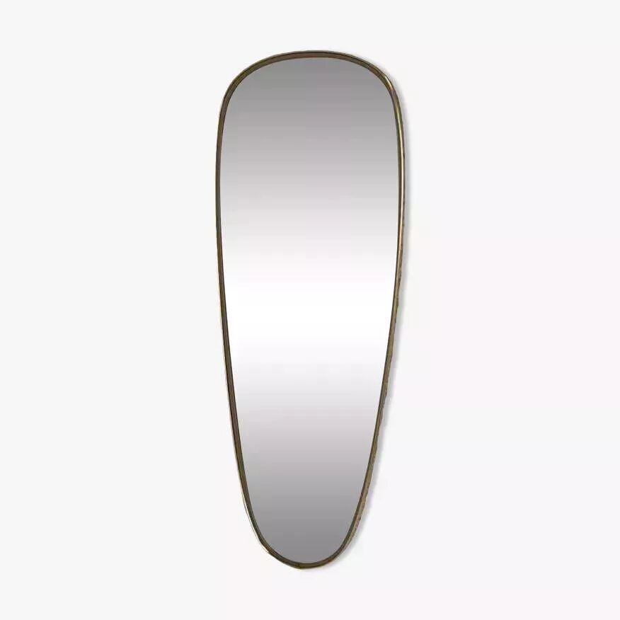 Miroir doré rétroviseur et forme libre des années 50