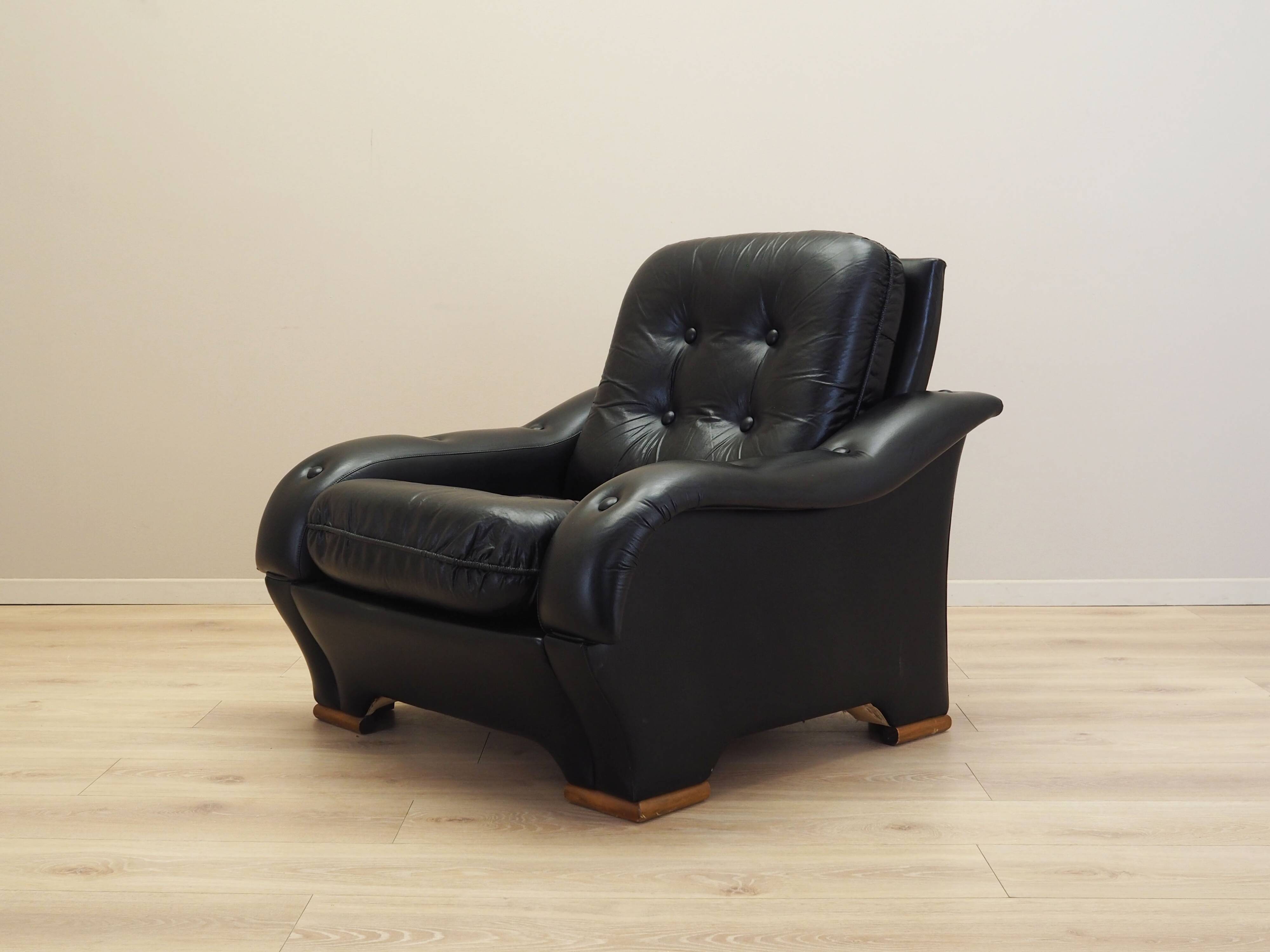 Black armchair, Italian design, 1980s, production: Italy