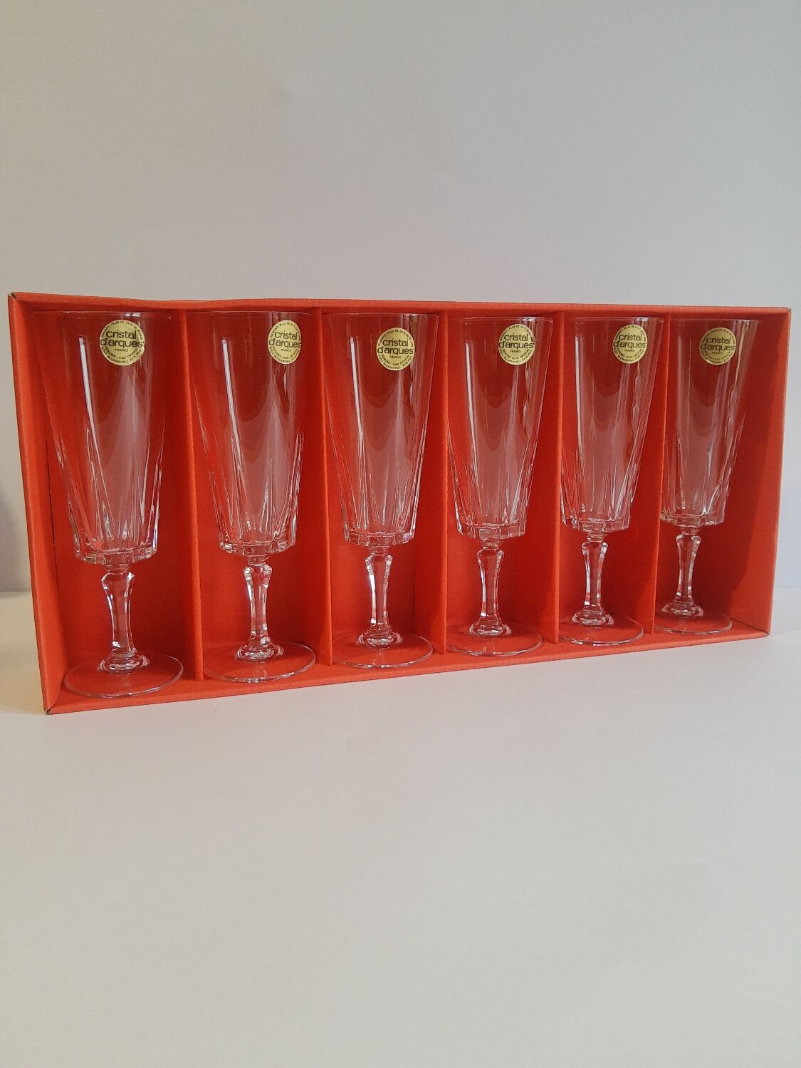 Set of 6 Cristal d'Arques 16cl Versailles vintage champagne flutes