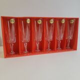 Set of 6 Cristal d'Arques 16cl Versailles vintage champagne flutes