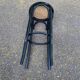 High curved black caned wooden bistro bar stool