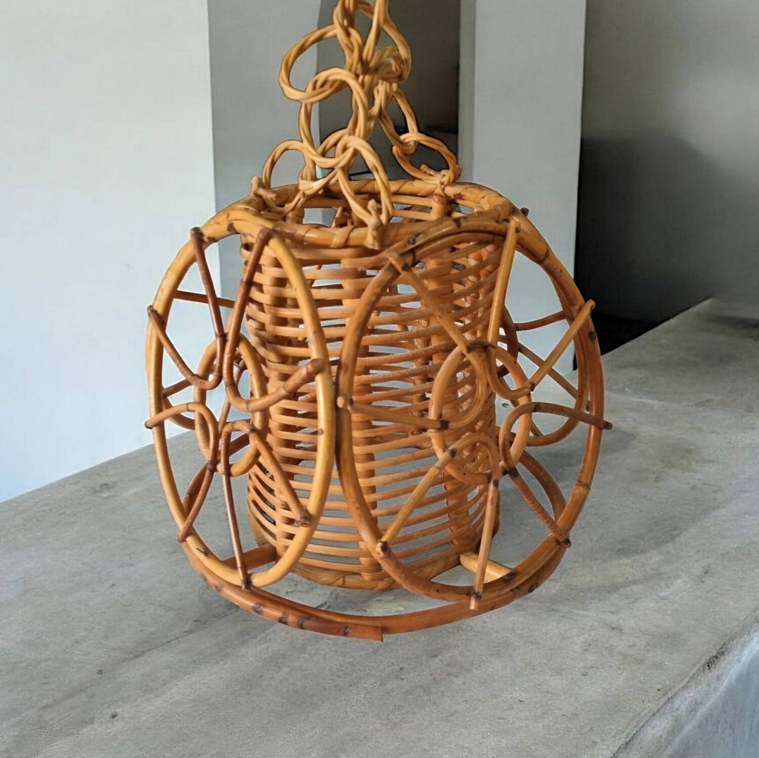 60s rattan pendant light