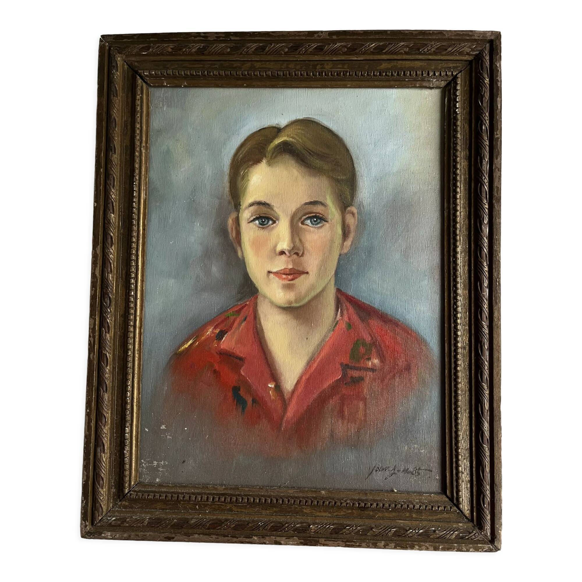 Oil on canvas: portrait of a young man