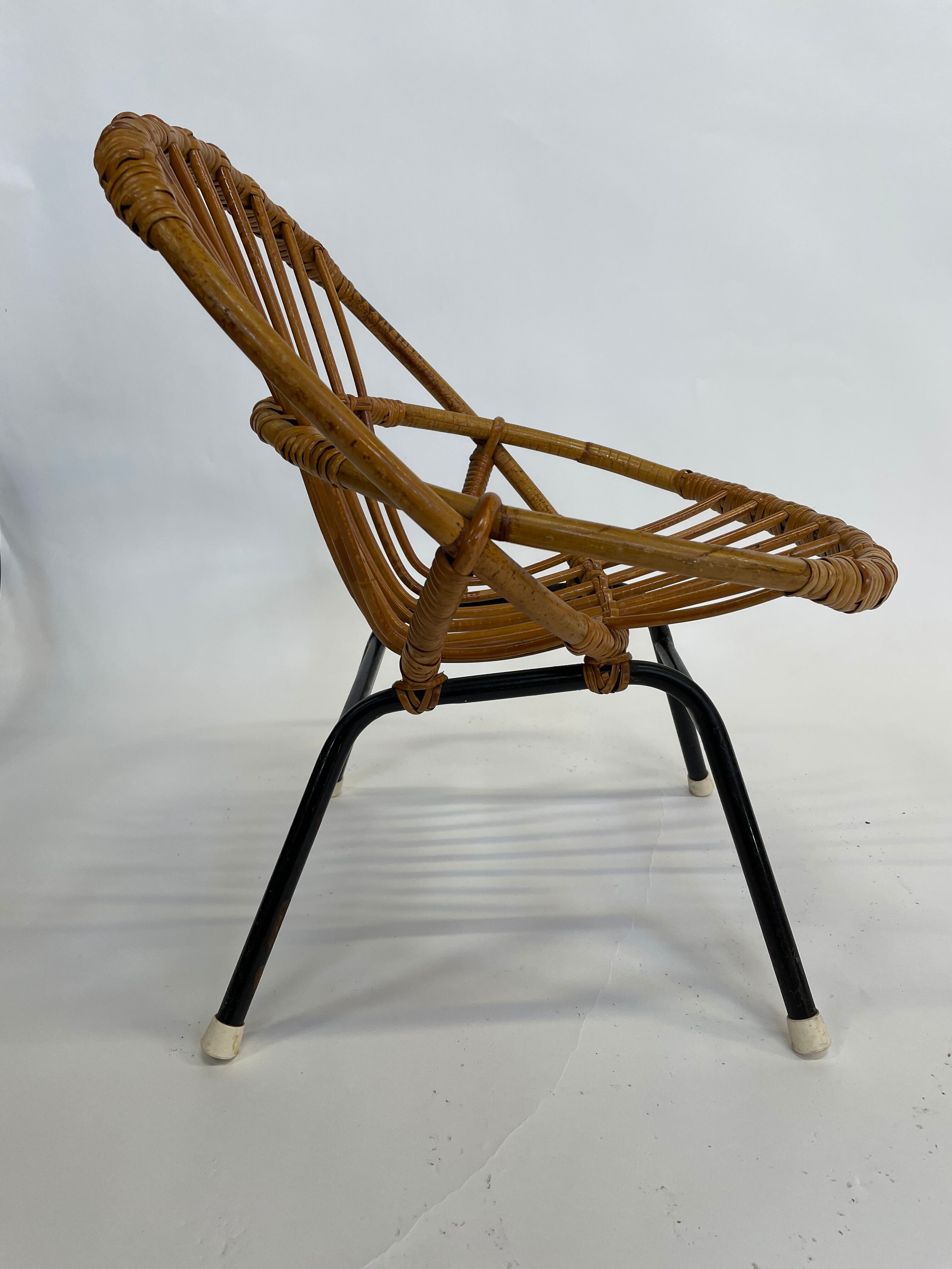 Vintage Rattan children's chair Rohe Noordwolde 1960s Design
