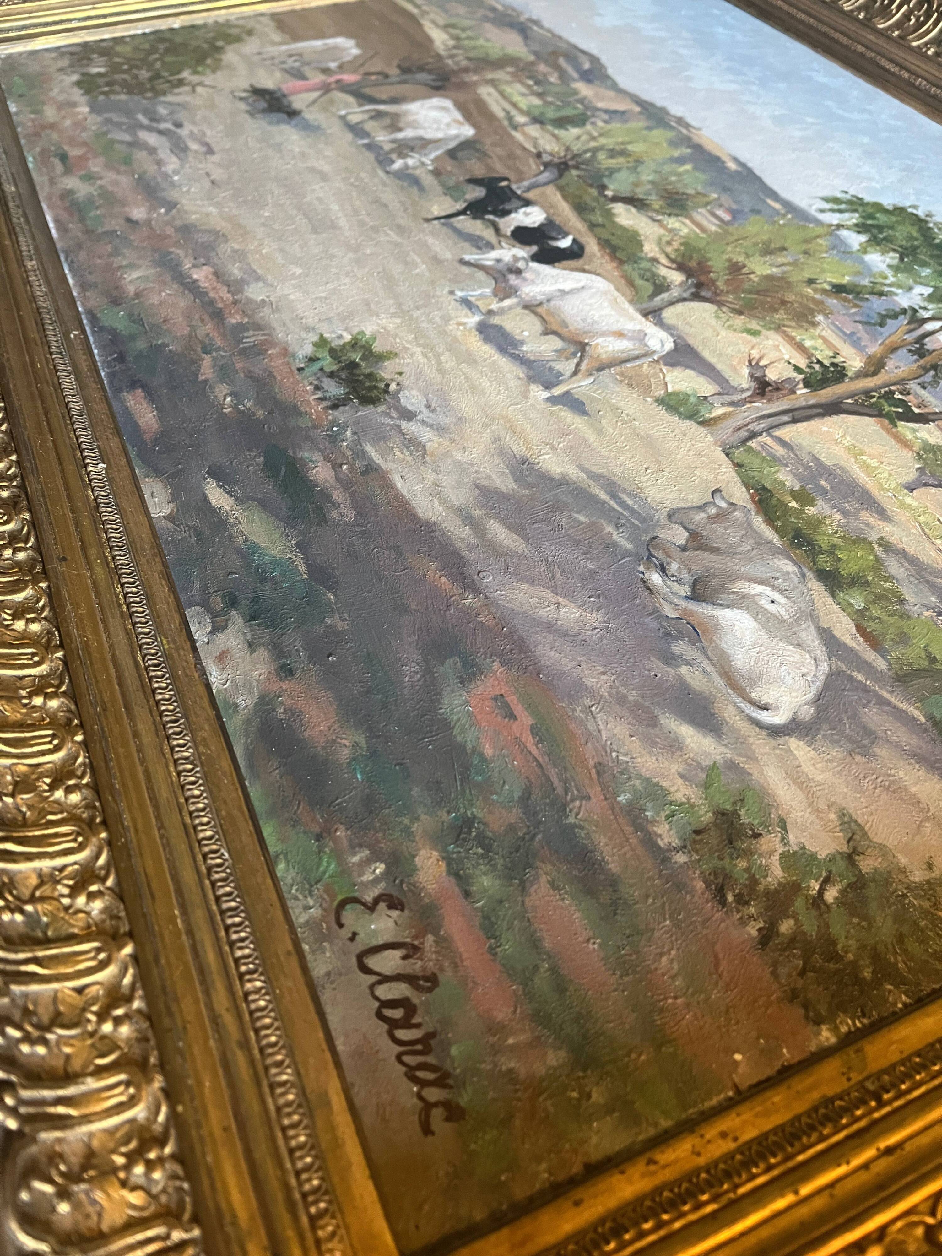 HSP painting "Orientalist Pastoral" signed Eugénie Clarac (1886/1960) Algiers