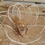 Flower table lamp made of rattan petals and gold mesh