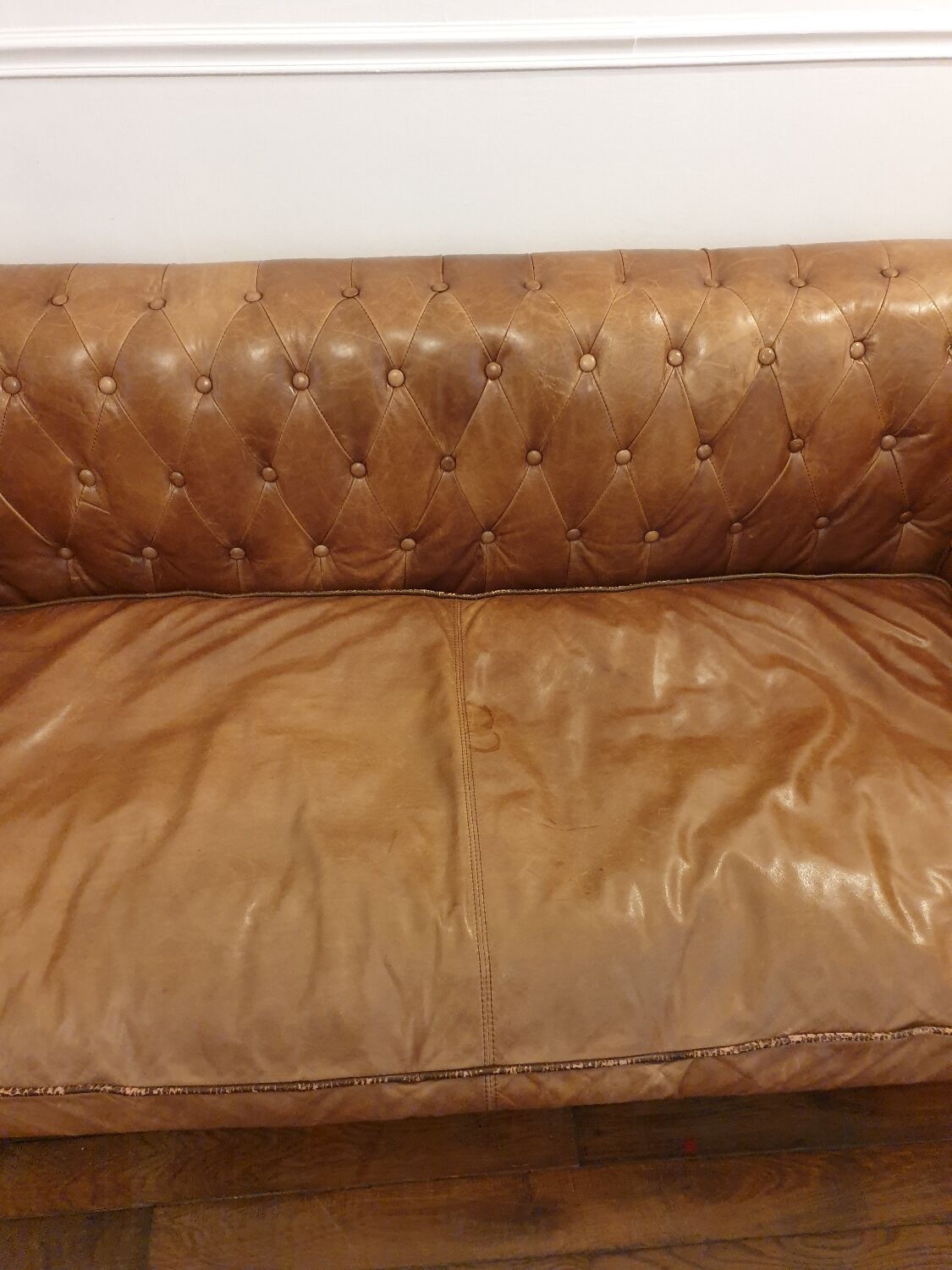 3-seater chesterfield sofa in tan leather