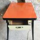 Vintage table with extension cords and orange-red formica drawers feet compass - 1960