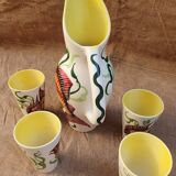 Pitcher and its 4 Vallauris cups