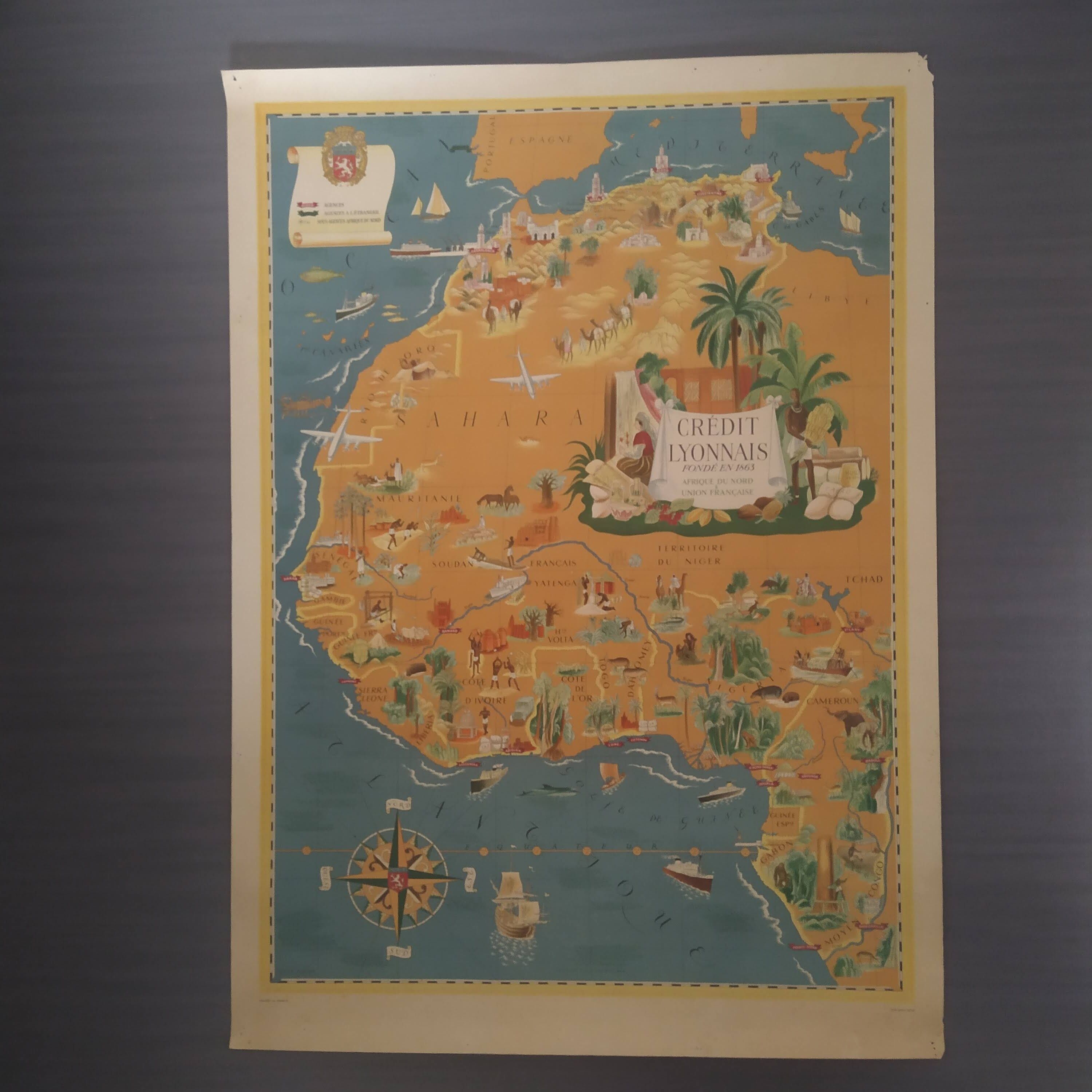 Poster map of West Africa by Lucien Boucher 1950