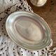 Oval silver-plated metal and glass dish