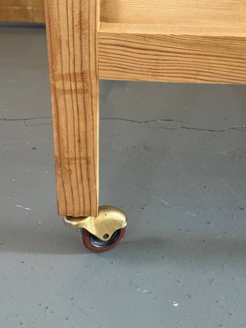 Natural wood rolling trolley