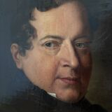 Antique original oil painting of a German opera tenor, large 19th century portrait