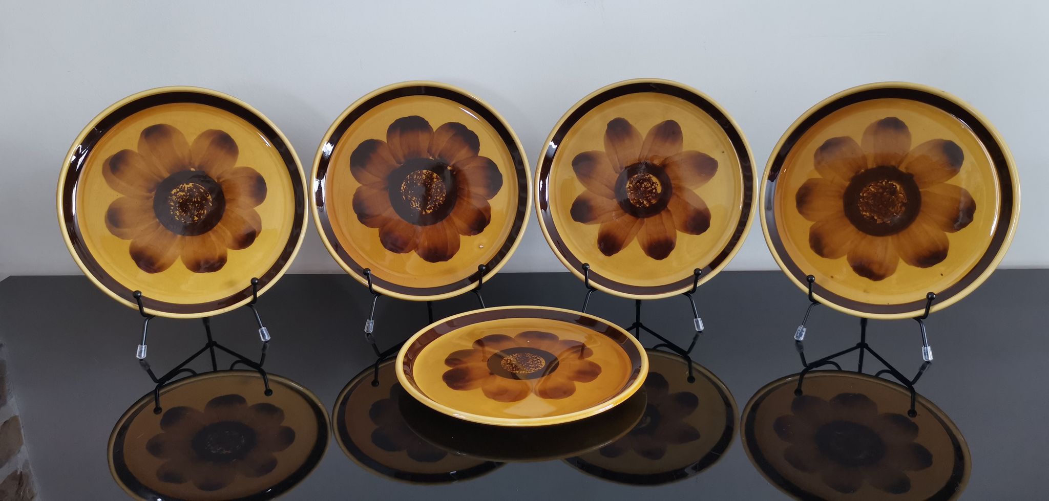 5 dessert plates in vintage ceramic Sarreguemines "Rimini"