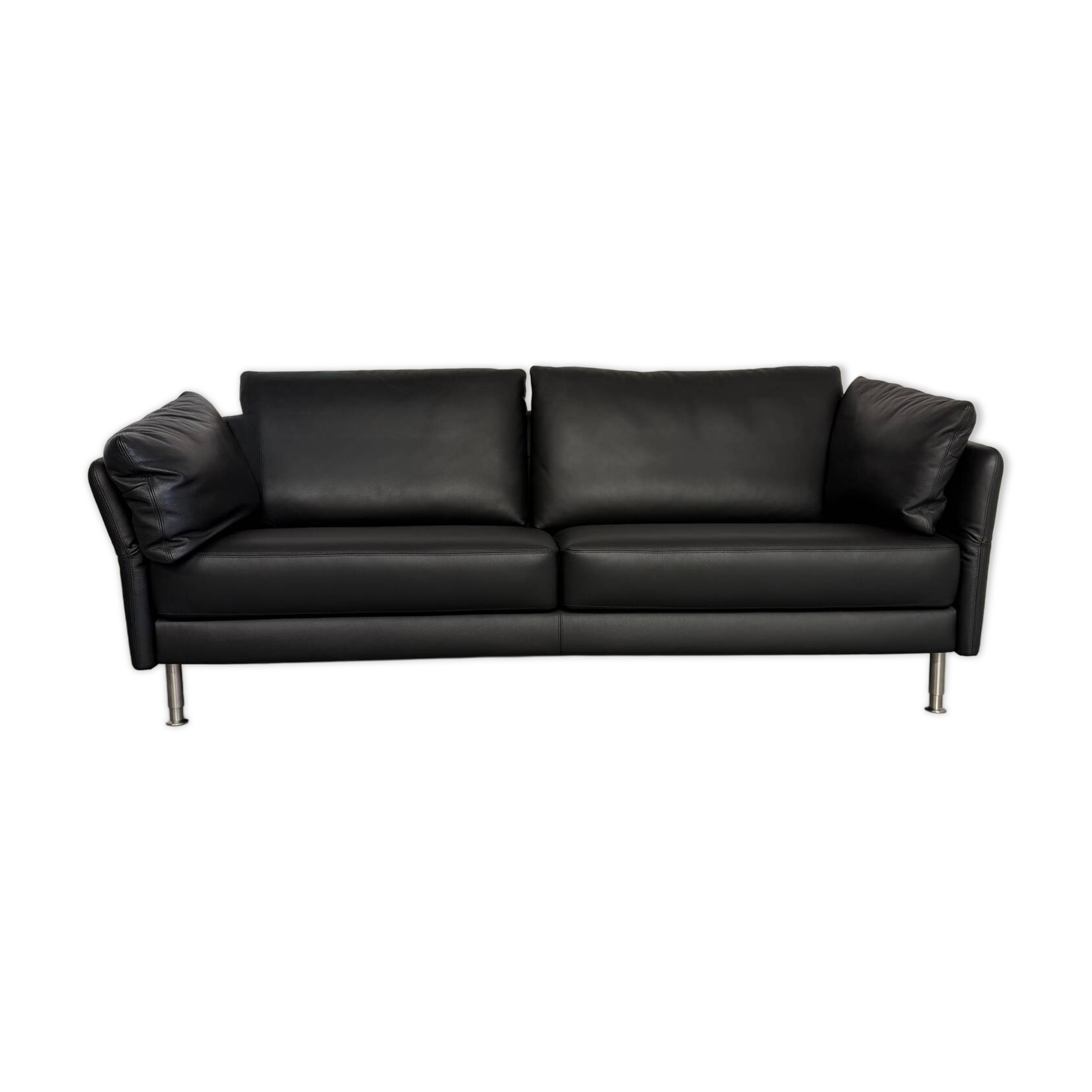 3-seater sofa Intertime I-Cielo black leather contemporary design