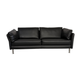 3-seater sofa Intertime I-Cielo black leather contemporary design