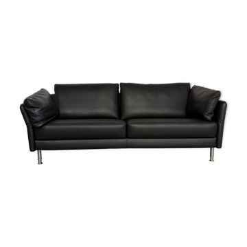 Canapé 3 places Intertime I-Cielo cuir noir design contemporain