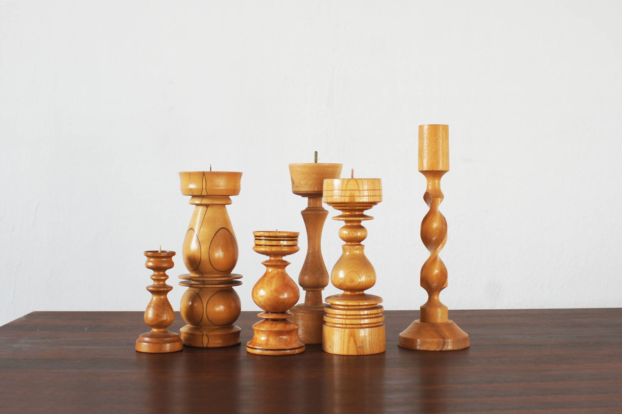 Bougeoirs scandinaves en bois, lot de 6