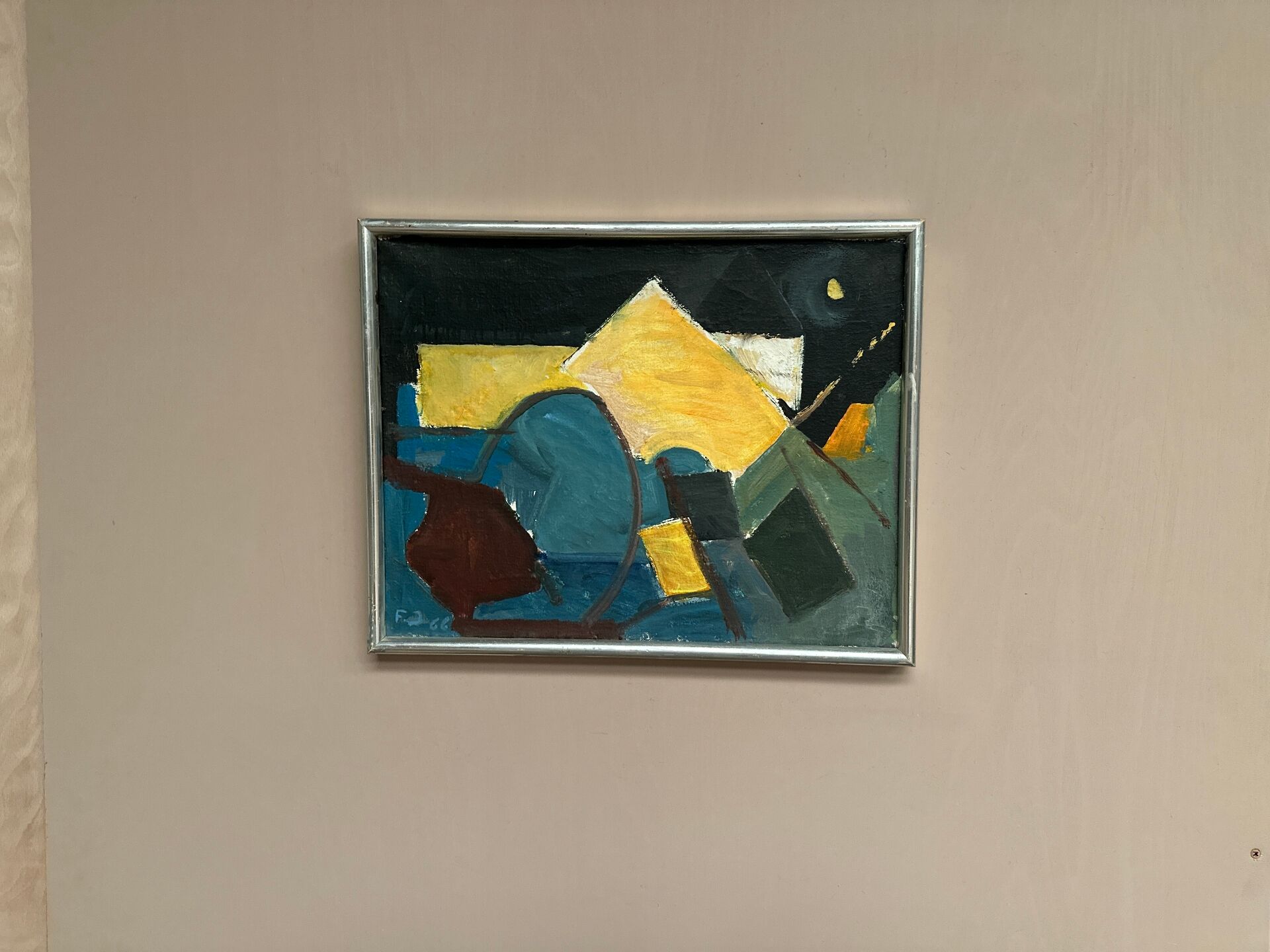 Swedish Oil on Canvas – “Abstract Composition” – Dated 1966 – Vintage