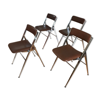 Chaises en métal chromé et skaï des années 70