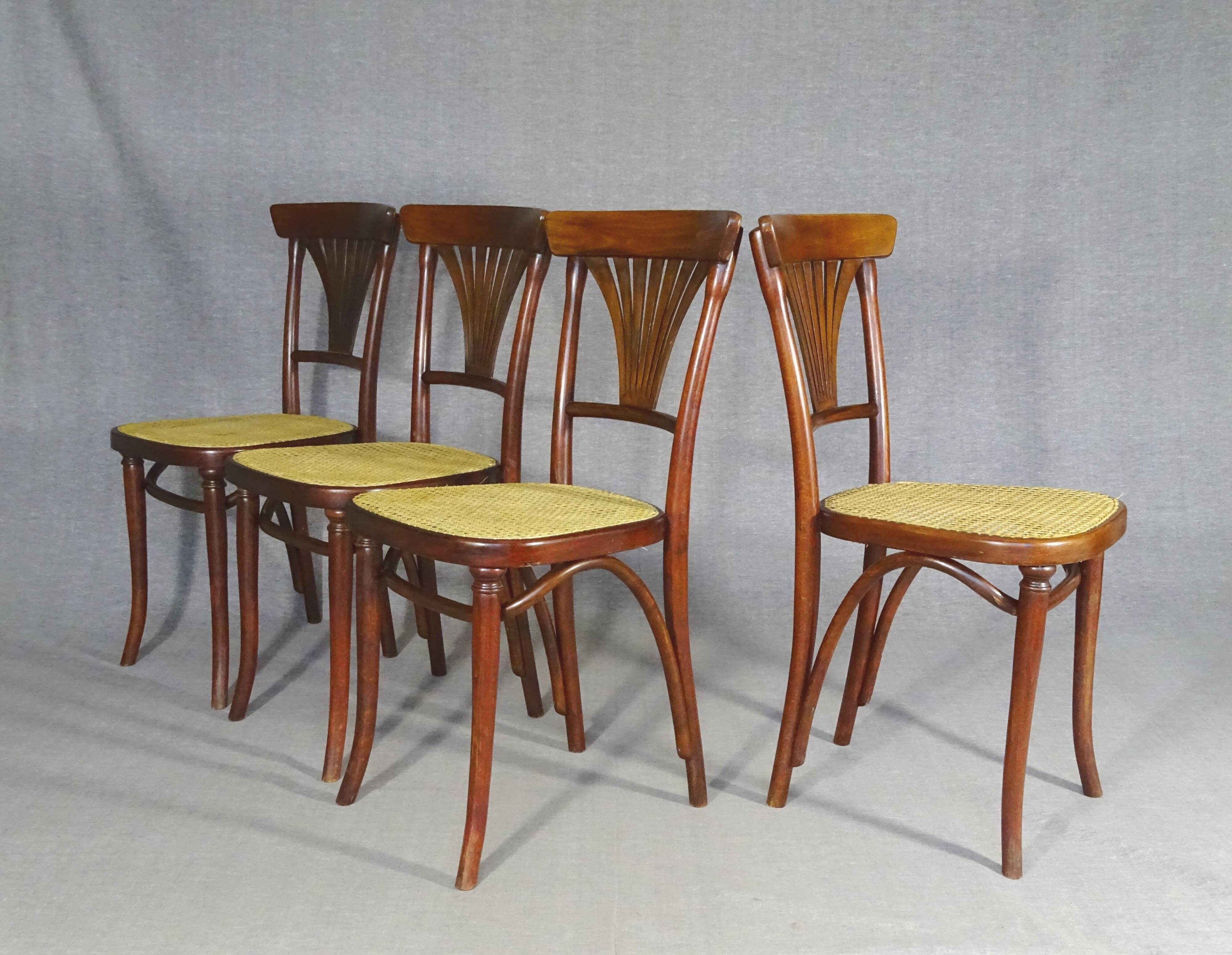 Set of 6 caned chairs, Thonet No. 221, circa 1910