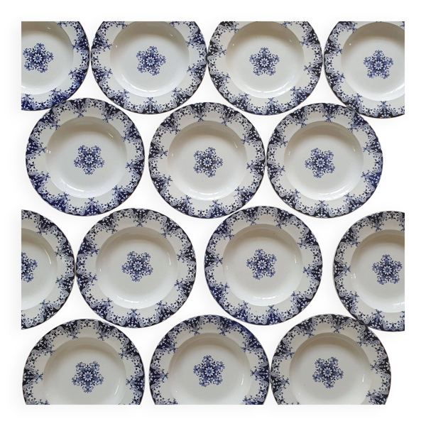 14 assiettes creuses Terre de Fer Jules vieillard Bordeaux Rouen