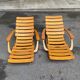 Pair of Clairitex France 1970 solid wood lounge chairs