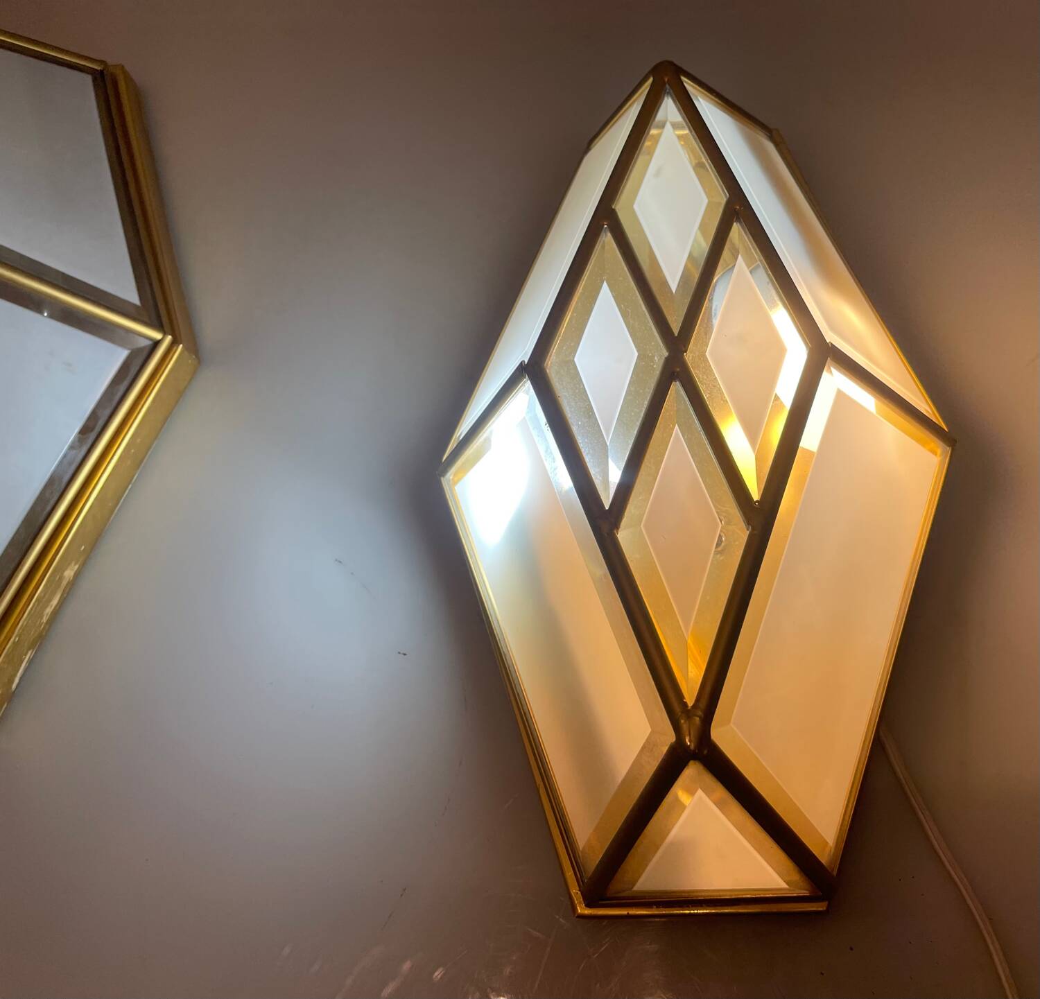 Brass Glass Sconces Set of 2 1970’s