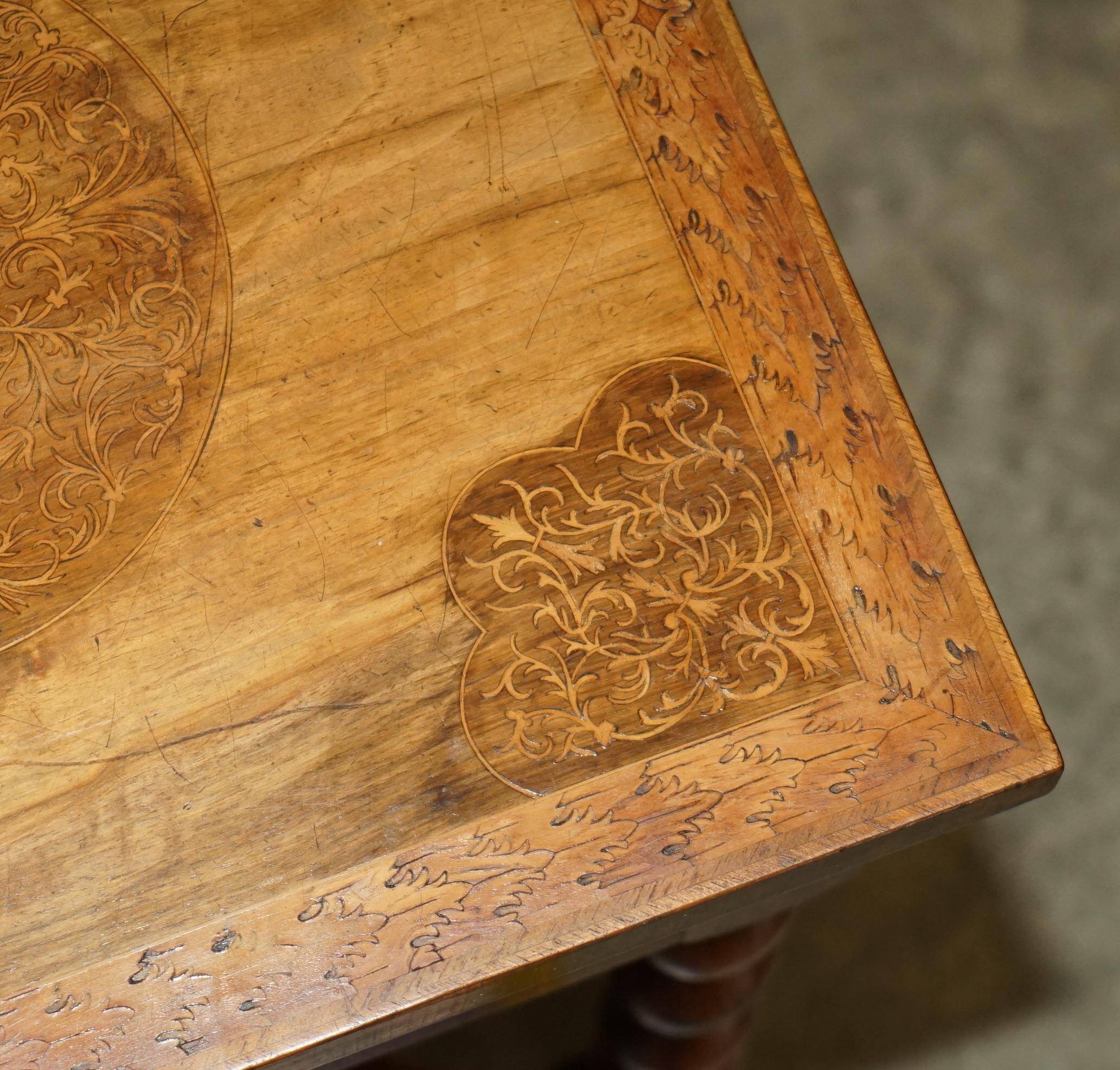 William & Mary antique marquetry drawer desk in Seaweed style.