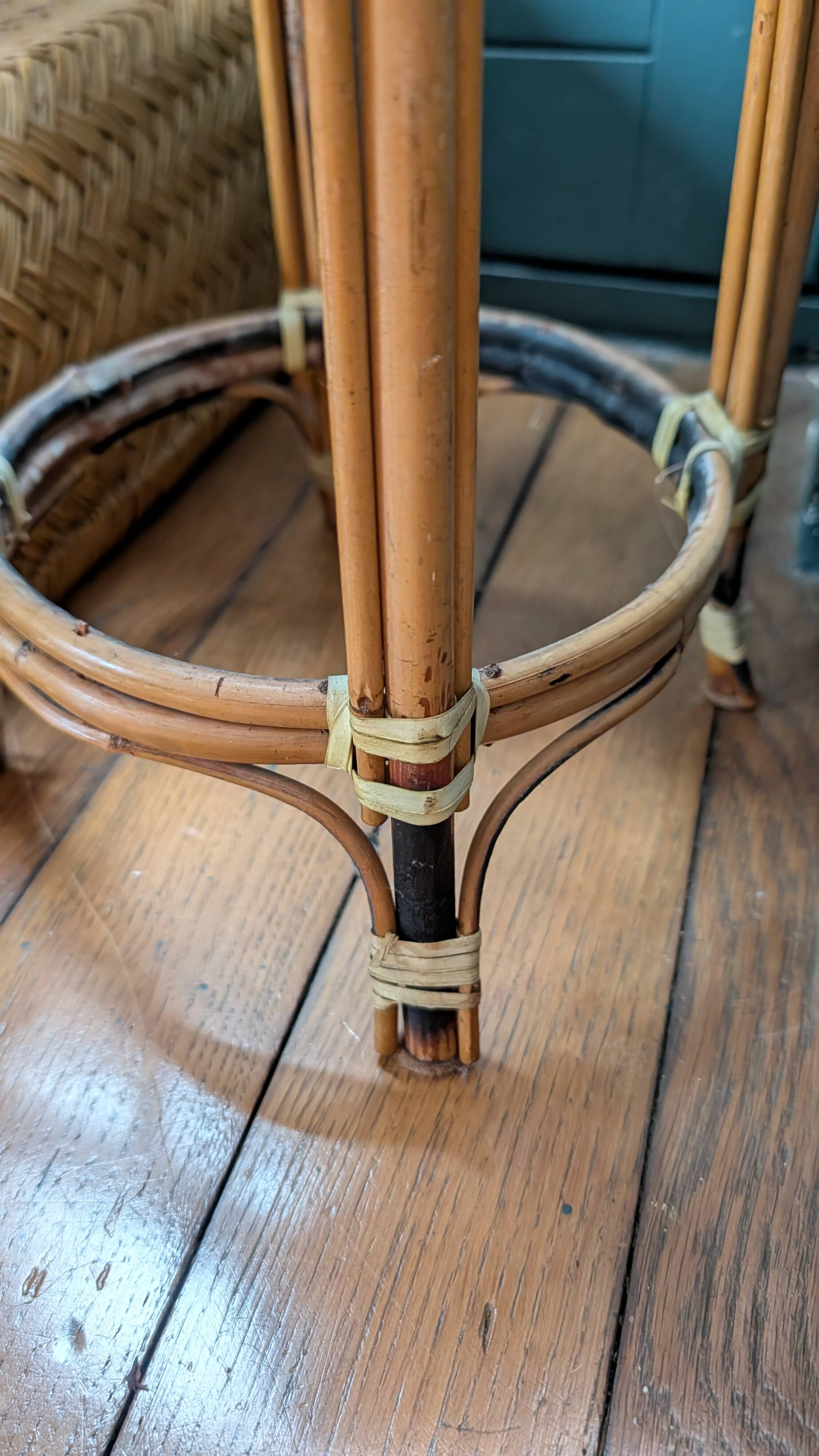 Selette plant stand in rattan and bamboo — 1960s/1970s