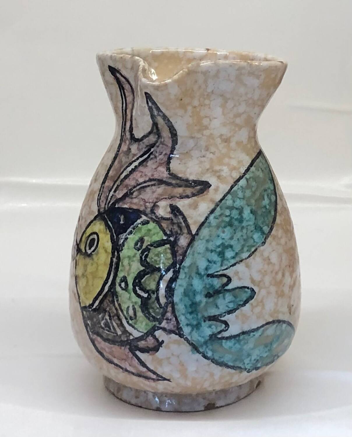 Toledo ceramic pitcher by Pablo Sanguino with fish decoration